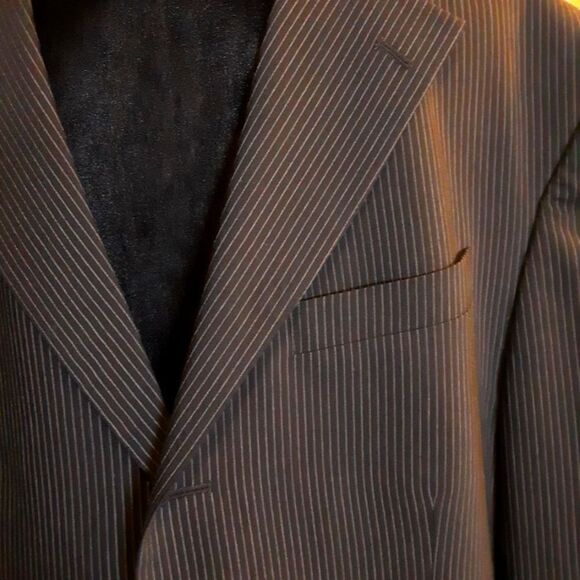 LAUREN RALPH LAUREN Blazer Pinstriped Soft Black Wool size 46L - Picture 6 of 13